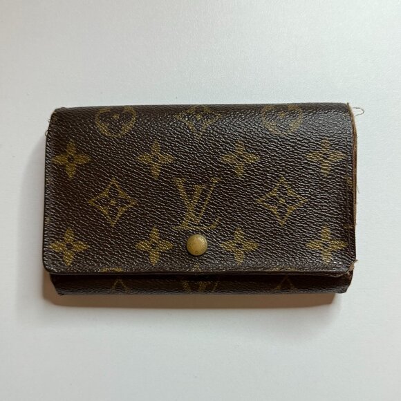 Louis Vuitton Paris Authentic Vintage Brown Leather Bifold Monogram Wallet - Picture 1 of 10